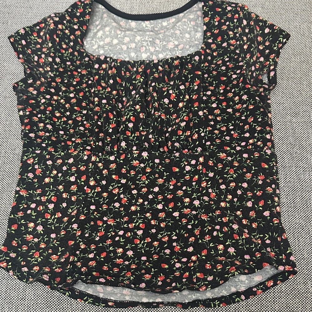 Art Class Strawberry Floral Girl’s Blouse